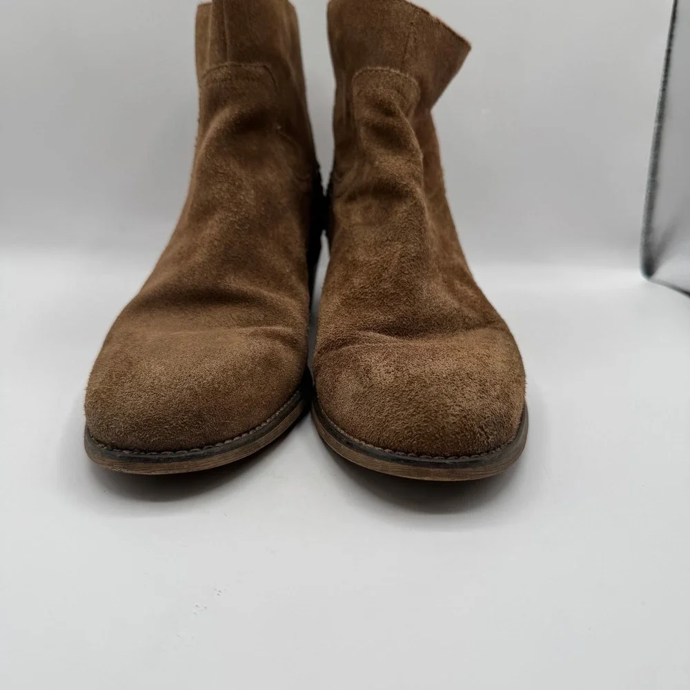 Marc‎ Fisher 8.5M Suede Studded Ankle Boots Womens Brown Western Moto Booties
